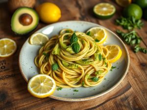 Pasta Alkalina com Molho de Abacate e Limão
