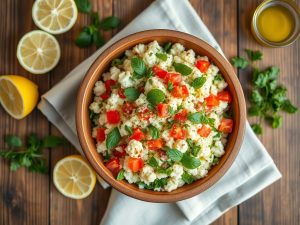Salada Tabule Paleo de Couve-flor com Hortelã