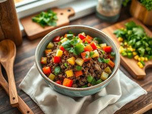 Bowl de Carne Moída Paleo com Legumes Mexicanos