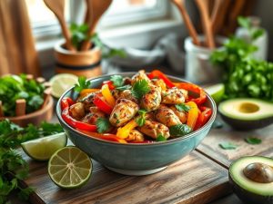 Bowl Paleo de Frango Fajita com Pimentões