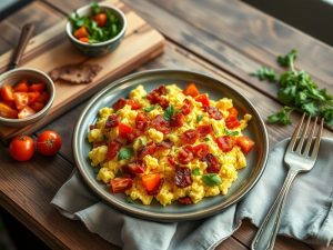 Ovos Mexidos Paleo com Bacon e Tomate Energizantes