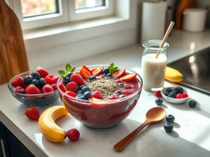 Smoothie Bowl Paleo de Frutas Vermelhas e Chia Energizante